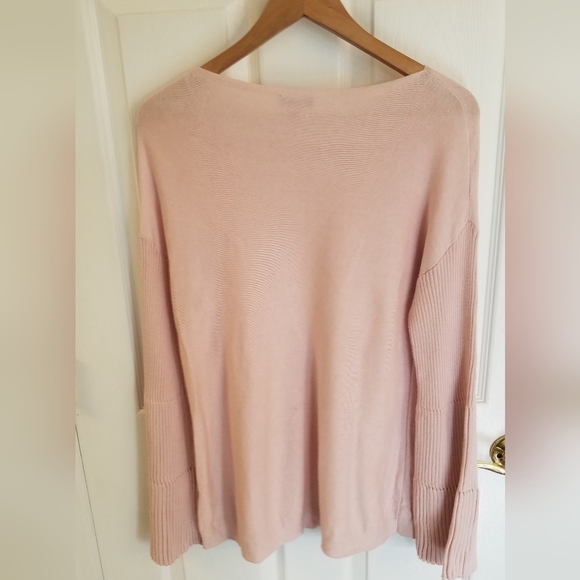 Vince Camuto Modal Blend Top Ribbed Bell Long Sleeves Size Medium Pink - Picture 6 of 14